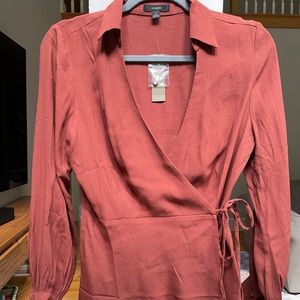 Burnt red/orange Jcrew wrap shirt